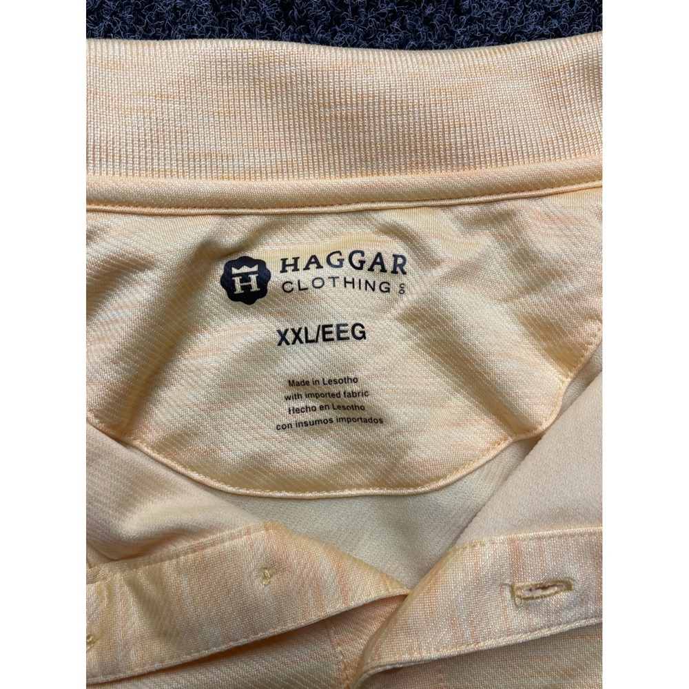 Haggar Mens XXL Yellow Heathered Short Sleeve Performance Polo Shirt RN40330 - Picture 2 of 6